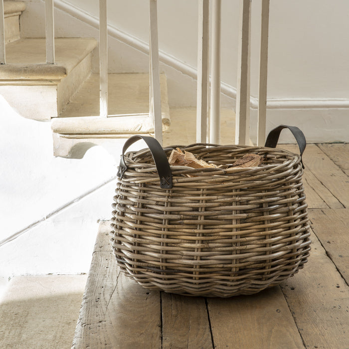 Kubu Woven Basket with Leather Handles
