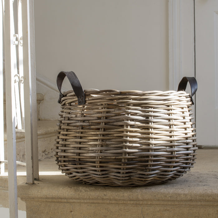 Kubu Woven Basket with Leather Handles