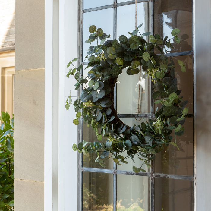 Artificial Eucalyptus & White Berry Wreath - 45cm