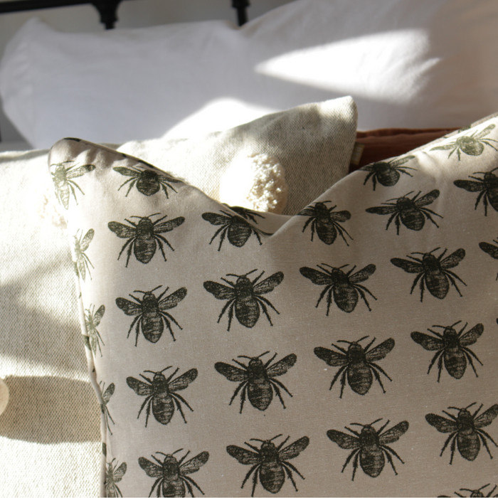 Deep Olive Abby Bee Cushion by Raine & Humble