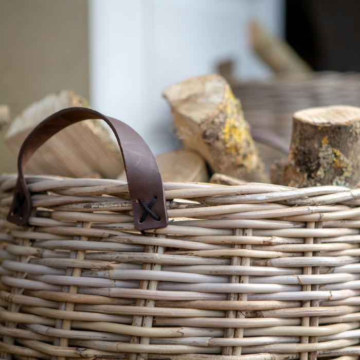 Kubu Woven Basket with Leather Handles