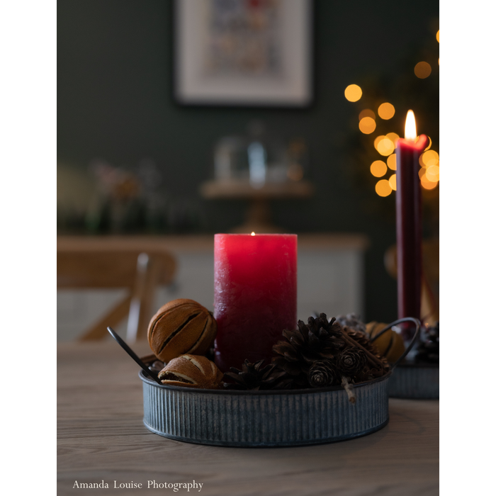 Zinc Ribbed Tray Set of 2