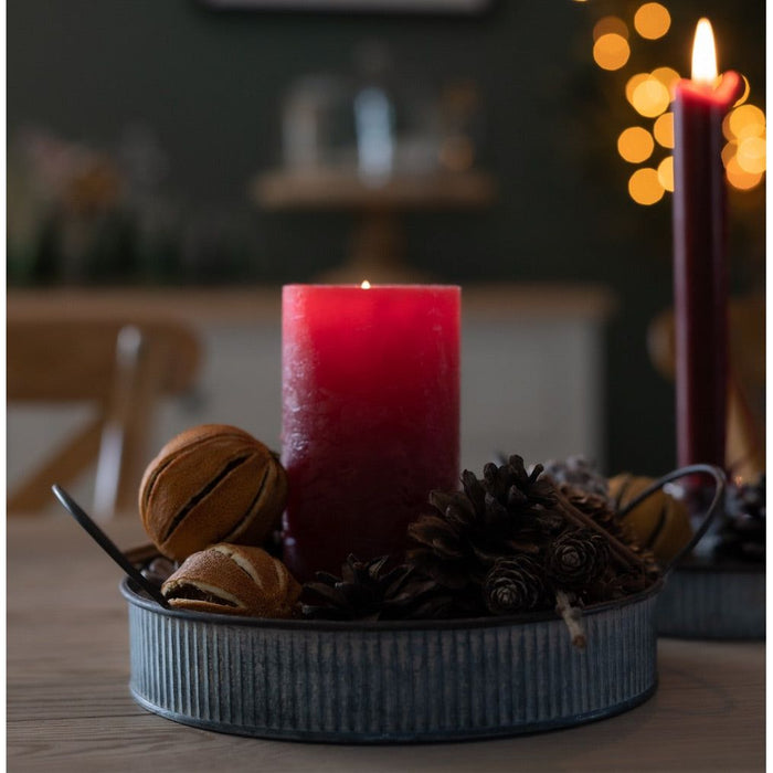 Zinc Ribbed Tray Set of 2